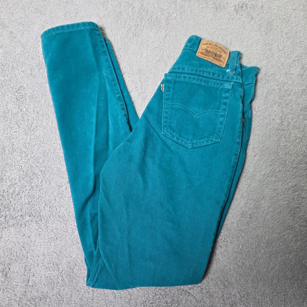 Levi's Womens 5 900 Series Jeans Teal High Waisted Tapered Made in USA 90s